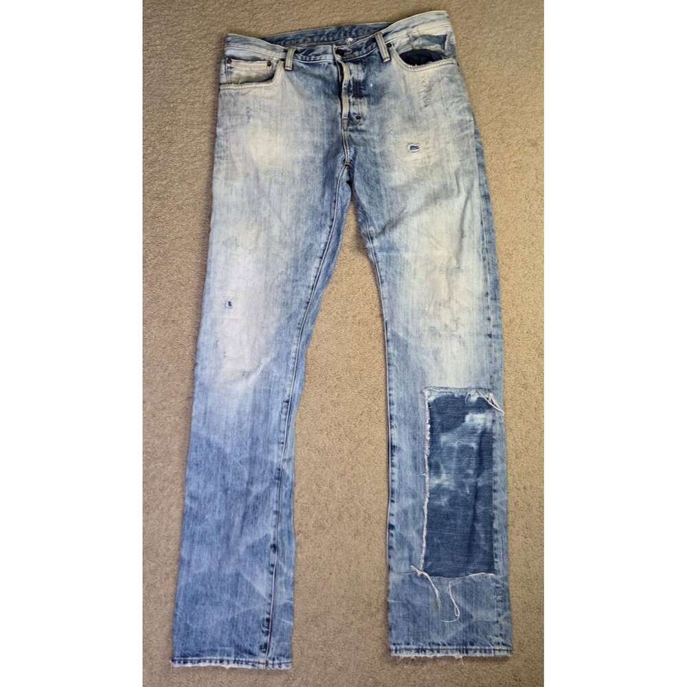Men's PRPS Jeans Distressed Light Demon Lightning Streaks Size 36 X 36 Patched